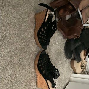 Black suede wedges